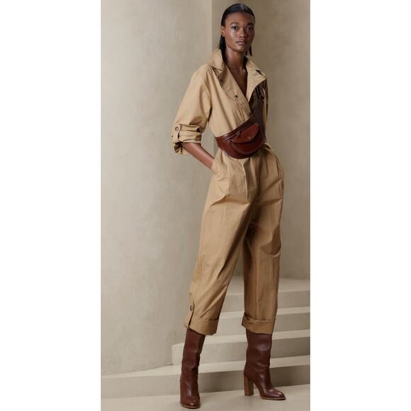Banana Republic Pants - Banana Republic Jumpsuit Romper Tie Waist Womens XS Finley Poplin Camel